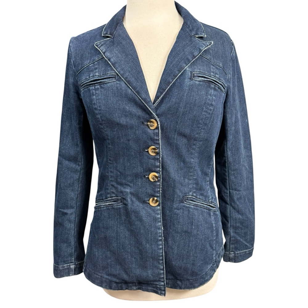 Women's Coldwater Creek Denim Blazer Jacket Size 6 Blue